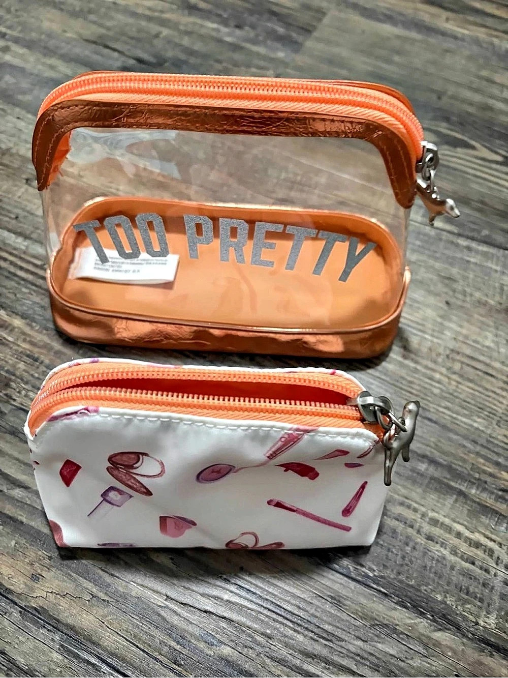 PINK Victoria's Secret Too Pretty 2PC Cosmetic Makeup Bag Set Cosmetic Pouch Set